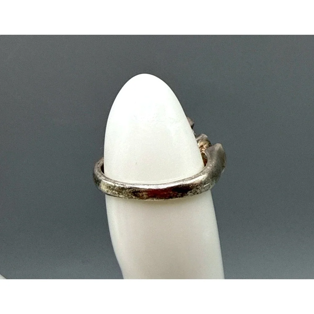 925 Sterling Silver Oval Clear Gemstone Statement Ring Size 4.5 4.19g - Picture 12 of 13